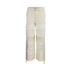 Pantalone cargo wide white