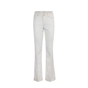 White wool flared trousers