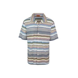 Short-sleeved bowling shirt in zig zag cotton