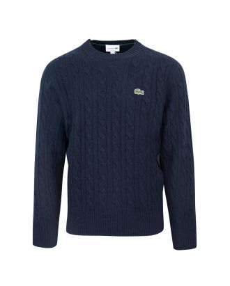 Blue wool cable knit sweater