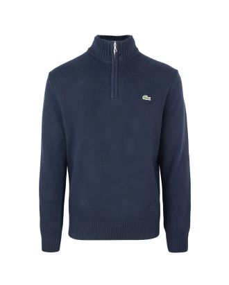 Blue turtleneck sweater with zip