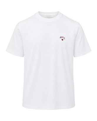 T-shirt con Logo e Cuore Ricamati Bianco