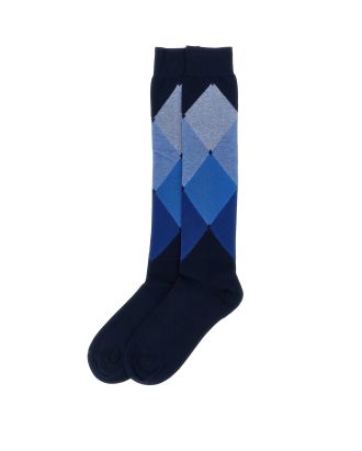 Long cotton socks with a diamond pattern