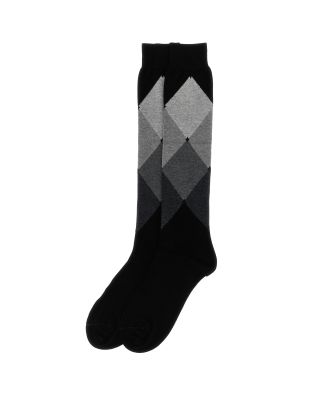 Long cotton socks with a diamond pattern