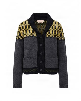 Graphite Intarsia Cardigan