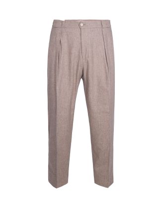 Beige tailored flannel trousers