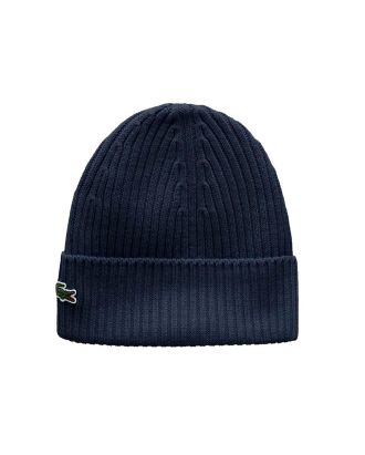 Blue ribbed brushed wool hat