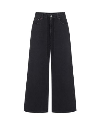Jeans Wide Leg Con Coulisse Black