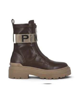 Mia Lettering Brown Ankle Boot
