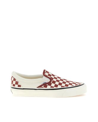 Slip-On Sneakers 98 Checkboard Gray White Red